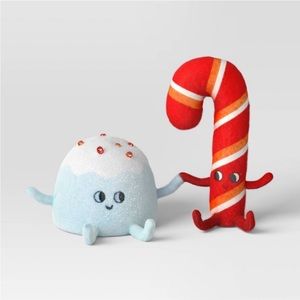 Target wondershop felt‎ gumdrop and candy cane Christmas figurine set blue/red